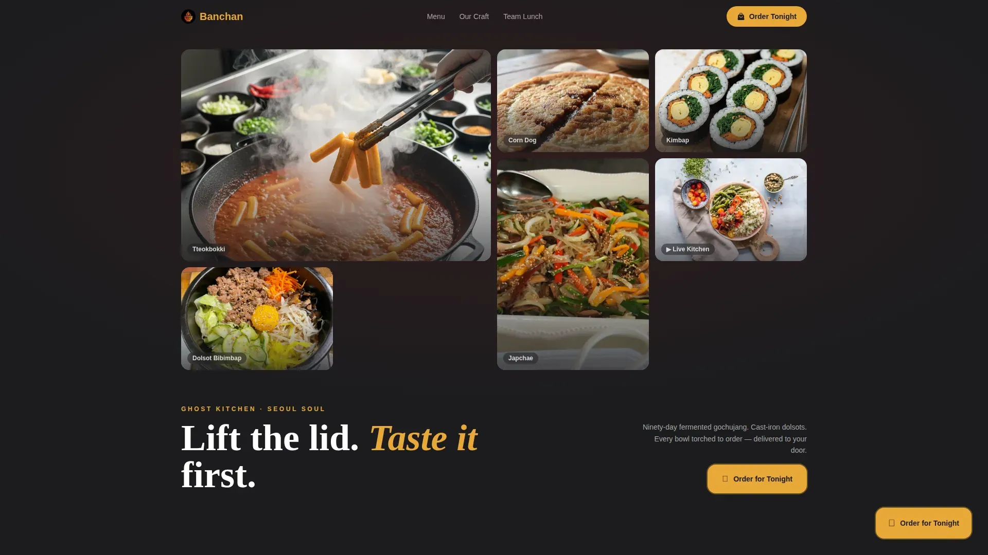 Korean Cloud Kitchen Landing Page Template