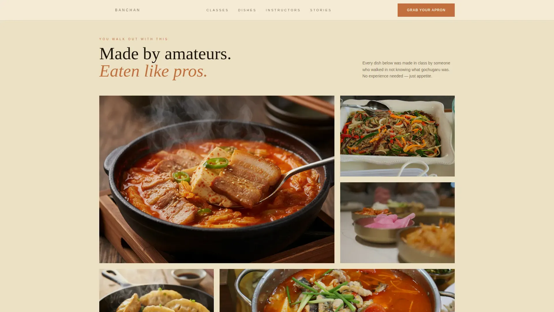 Korean Cooking Class Landing Page Template
