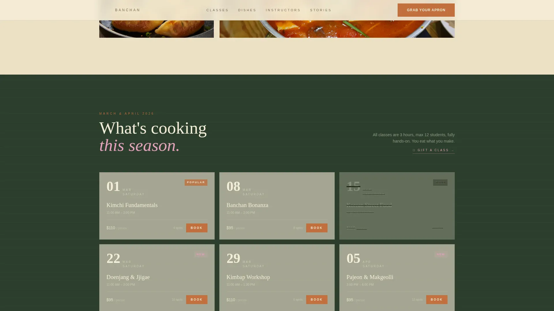 Korean Cooking Class Landing Page Template