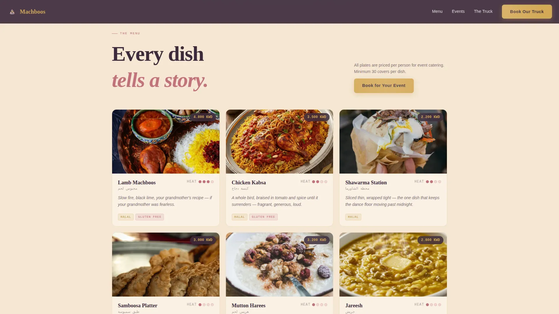 Kuwaiti Food Truck Landing Page Template