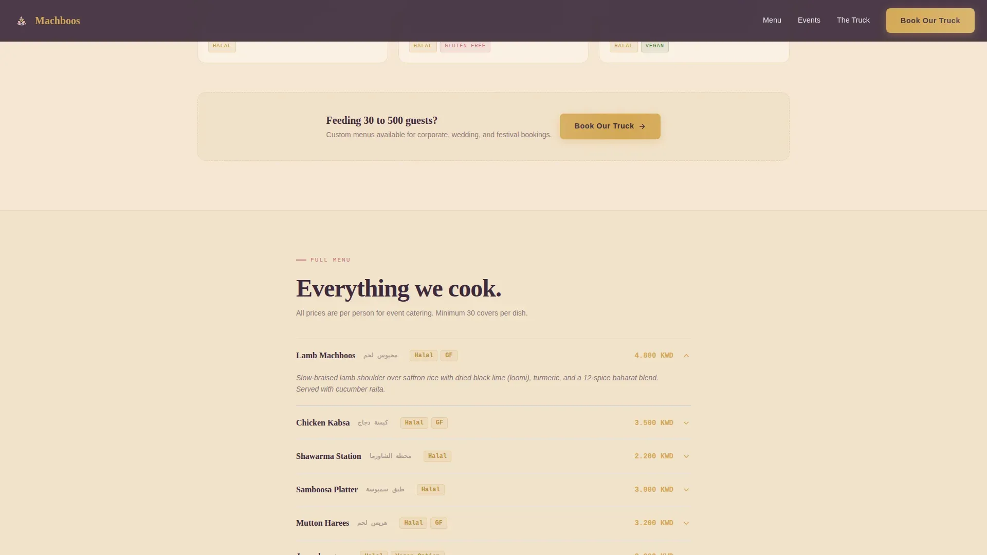 Kuwaiti Food Truck Landing Page Template