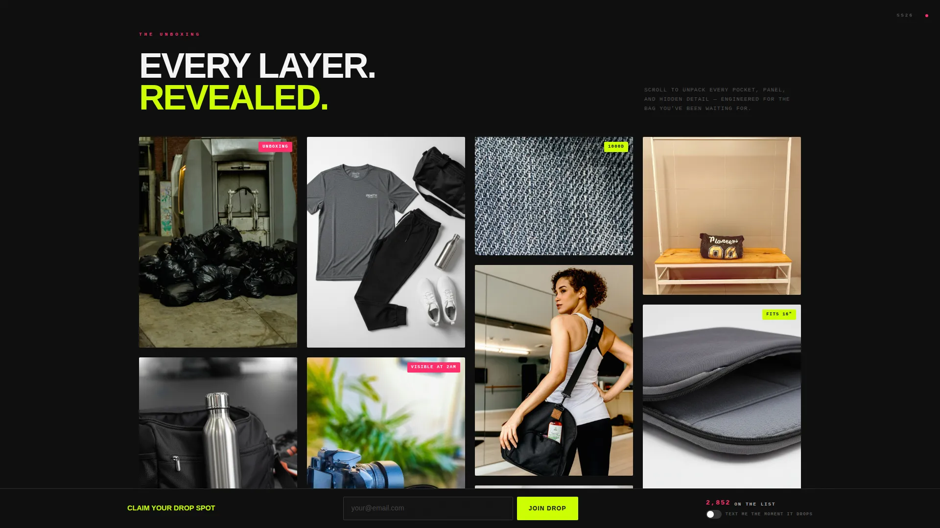 Bold Brutalist Athleisure Bag Landing Page Template