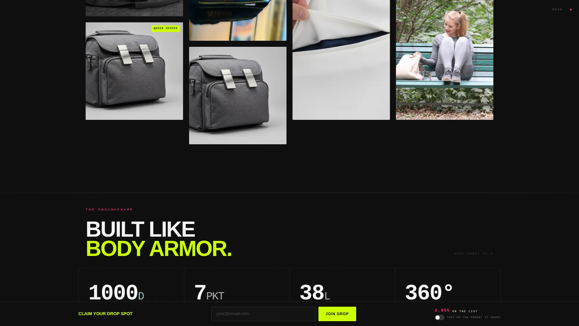 Bold Brutalist Athleisure Bag Landing Page Template