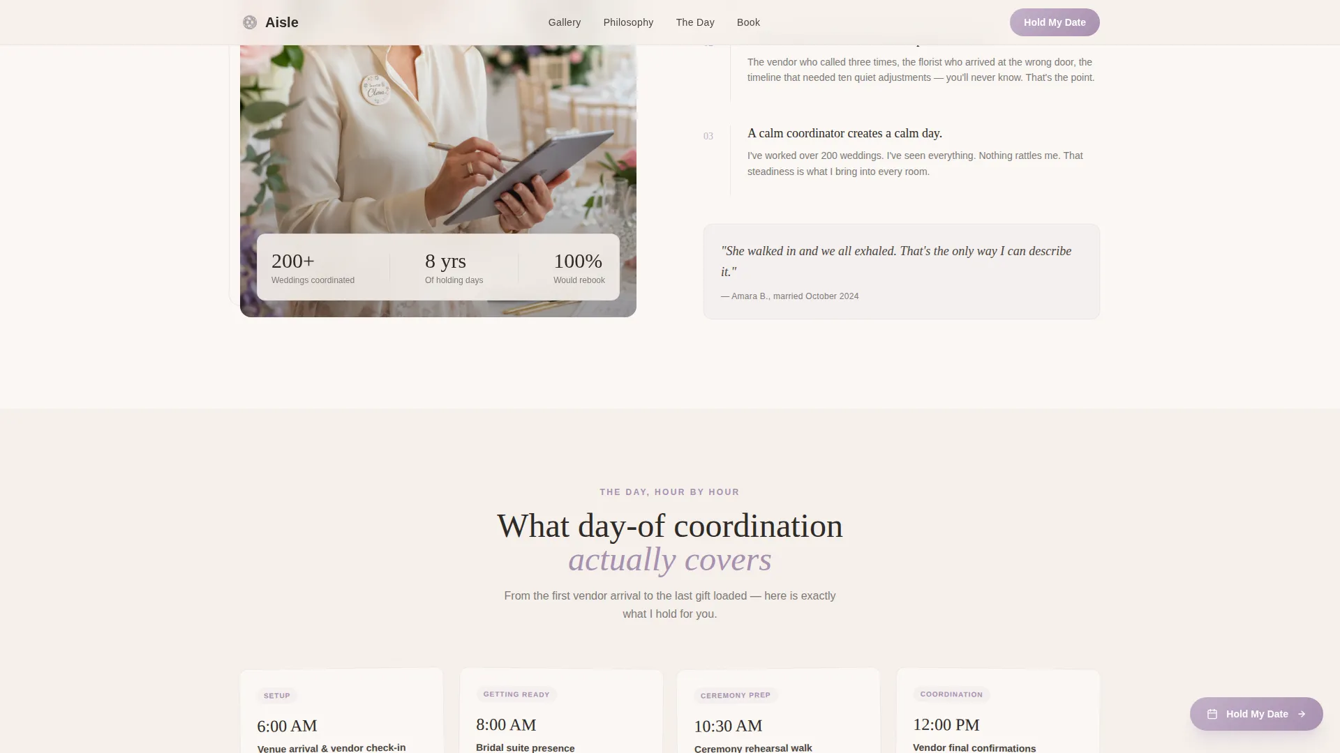 Day-of Wedding Coordinator Handoff Website Template