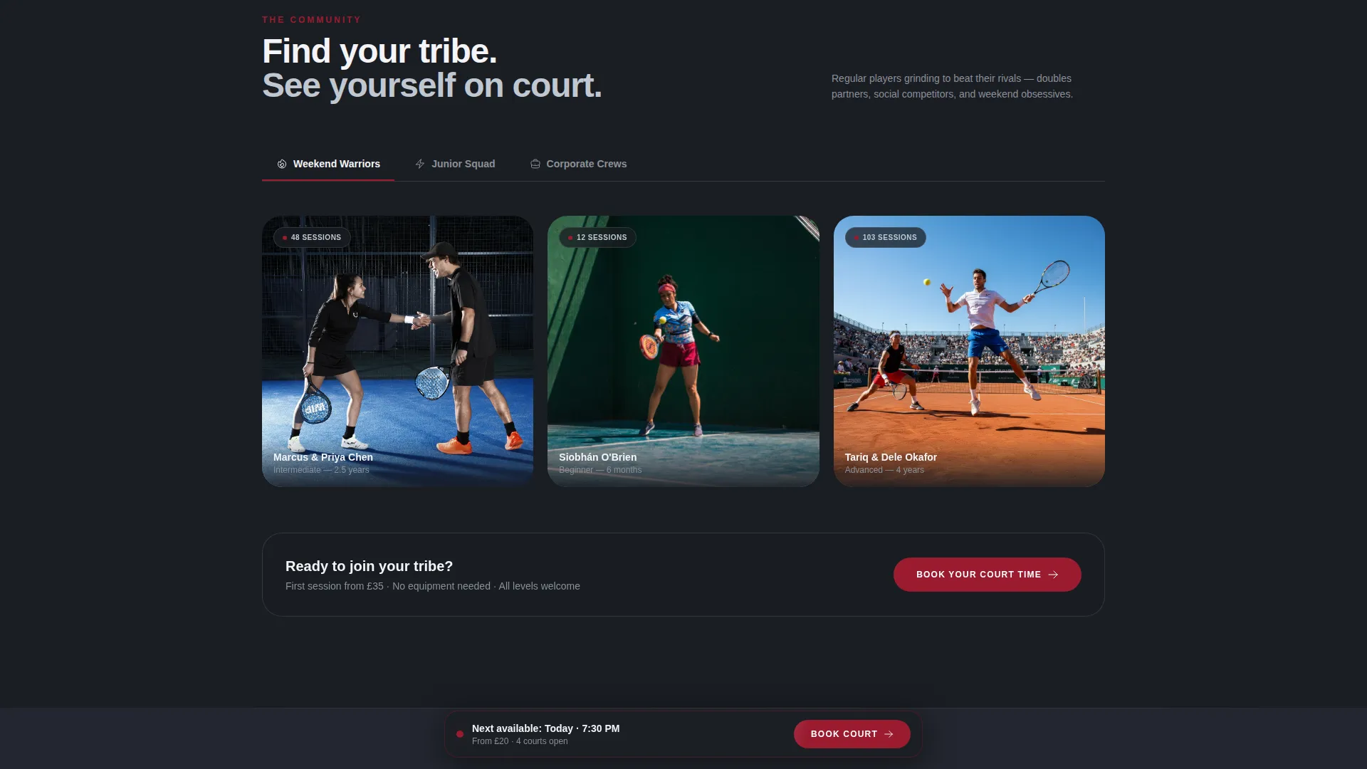 Padel Tennis Booking Website Template