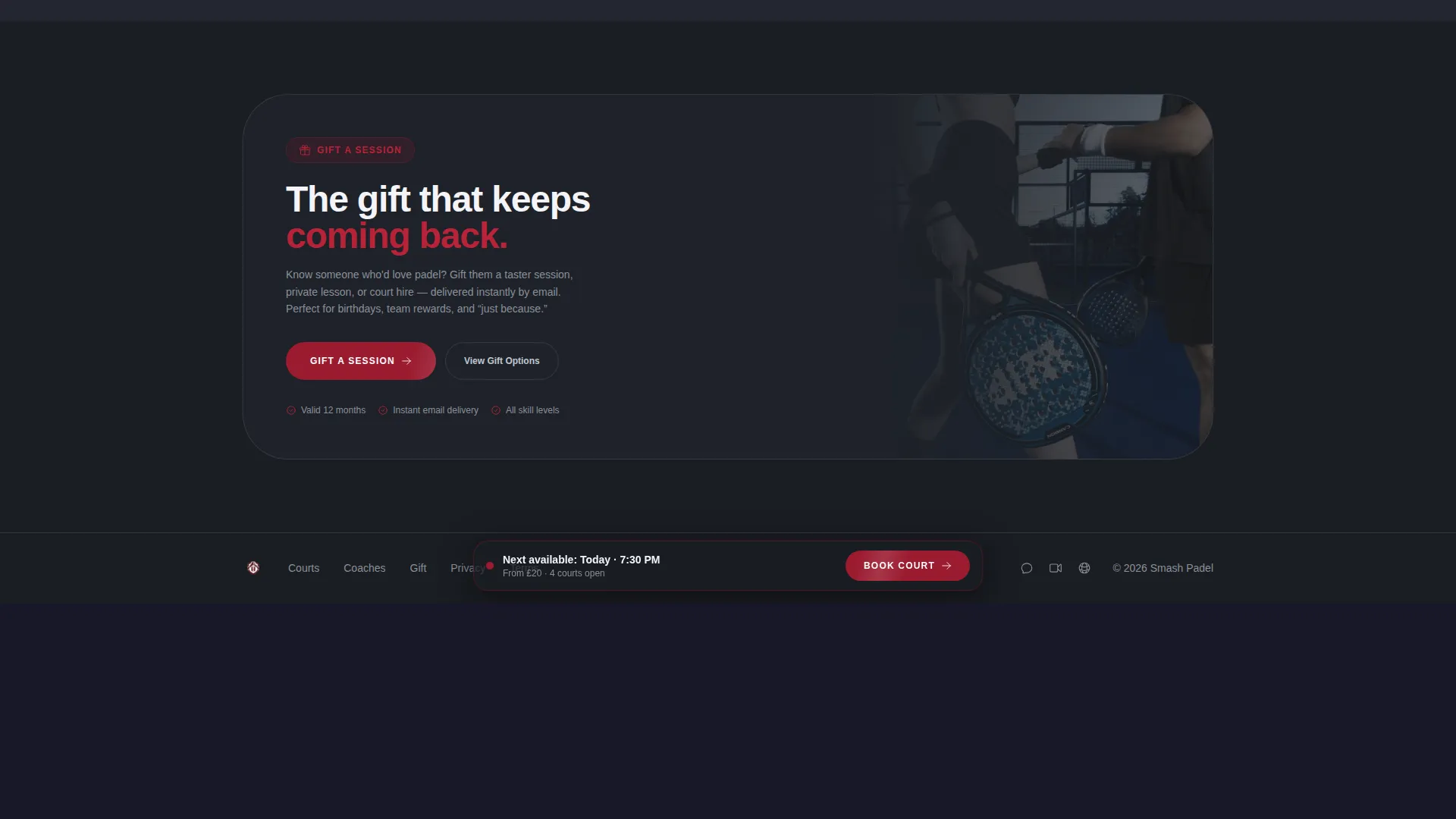 Padel Tennis Booking Website Template