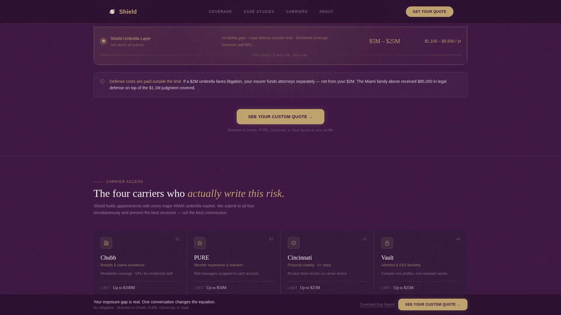 High Net Worth Individual Insurance Cost Calculator Website Template