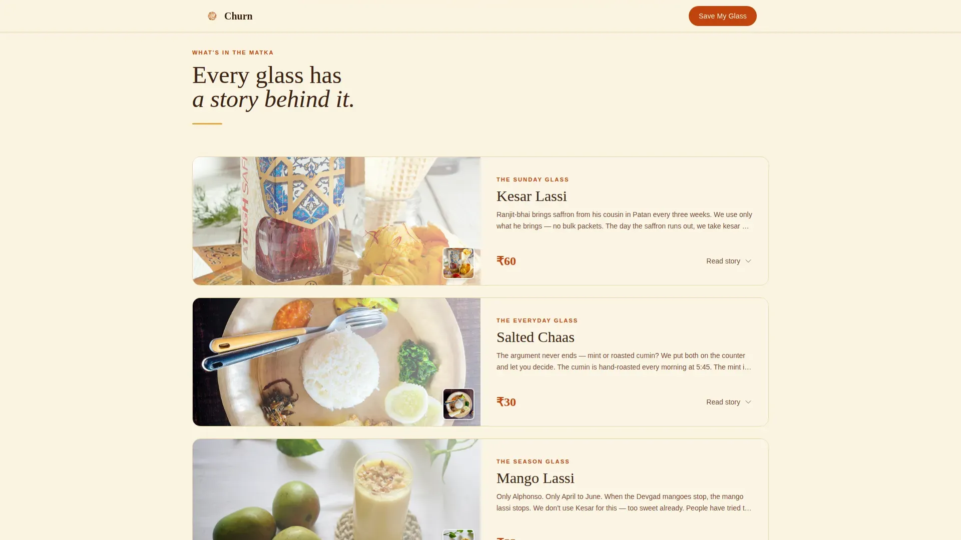 Lassi Shop Landing Page Template | Gallery + Event