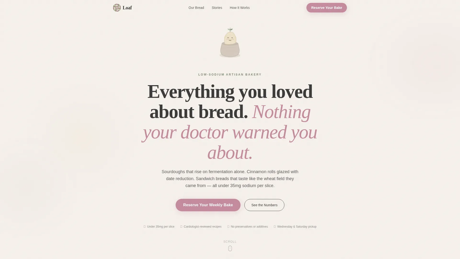 Artisan Sodium-Free Bakery Landing Page Template