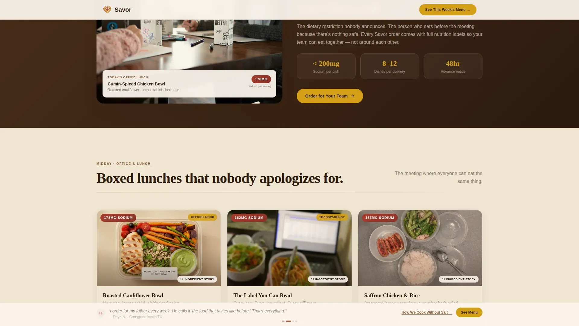 Refined Heart-Healthy Catering Landing Page Template