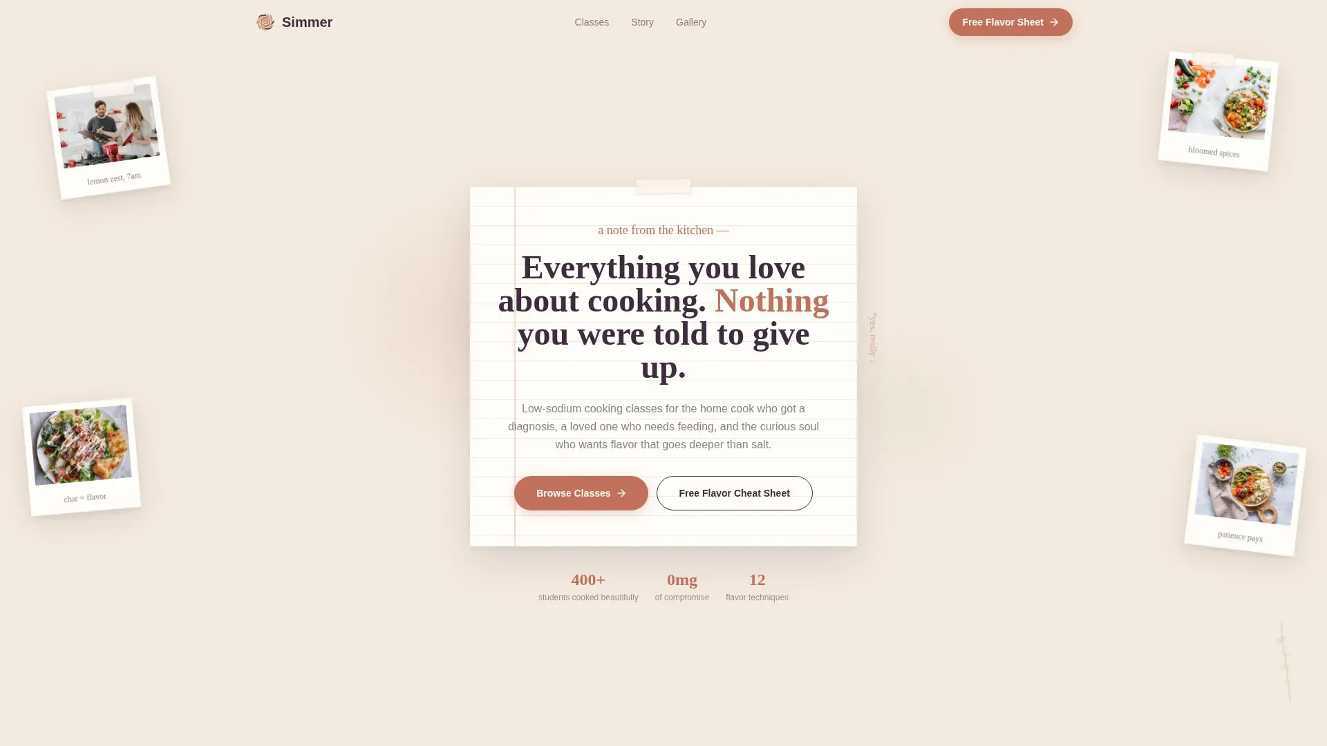 Low-Sodium Cooking Class Landing Page Template