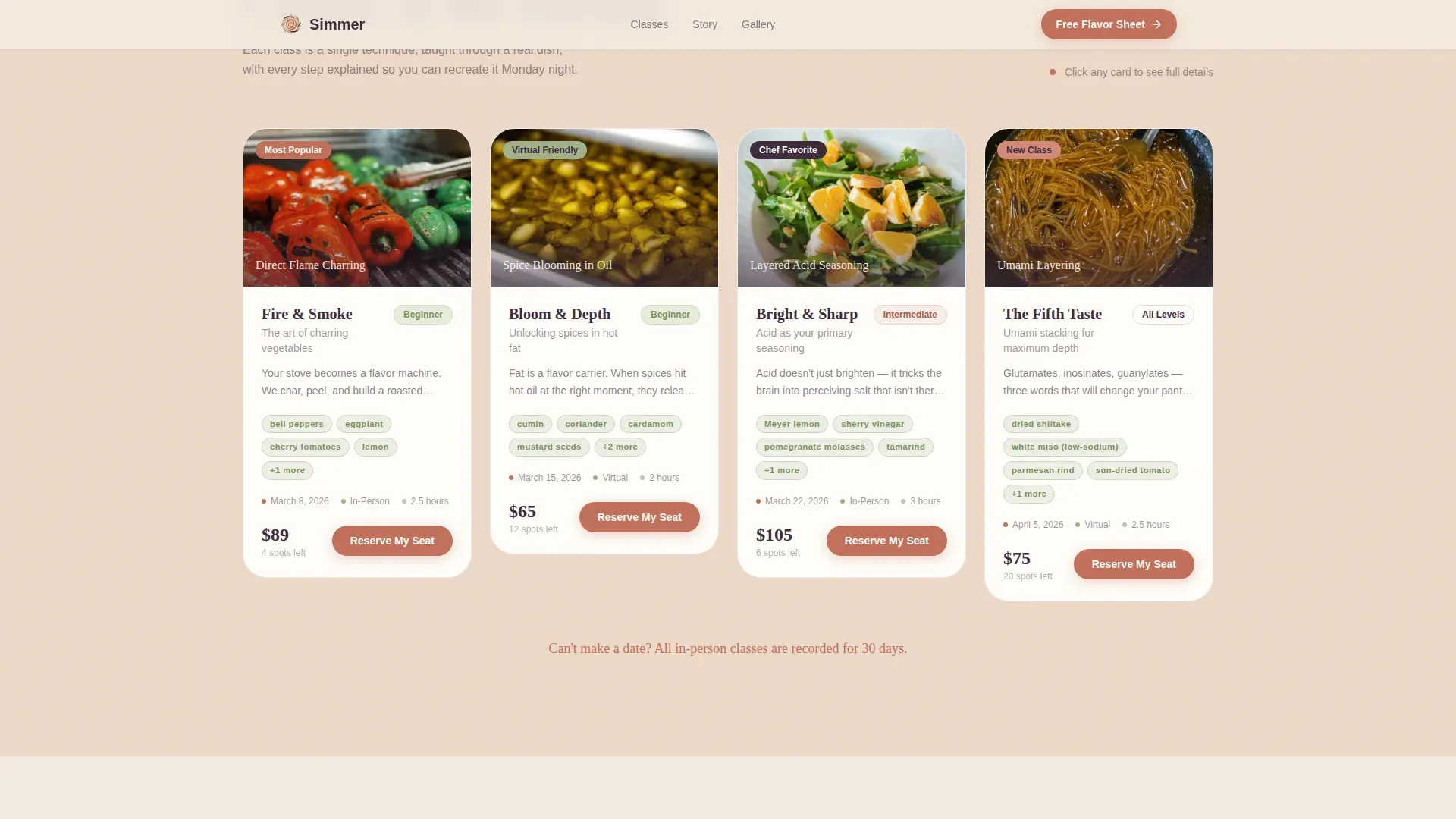 Low-Sodium Cooking Class Landing Page Template