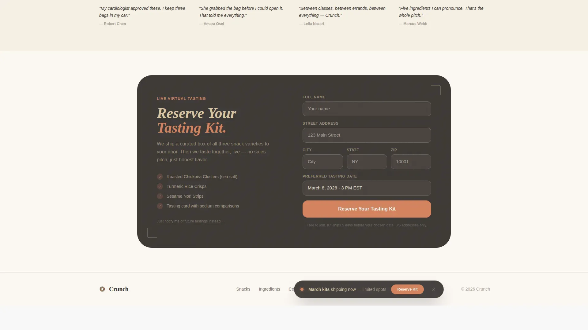 Gourmet Cardiac Snacks Landing Page Template