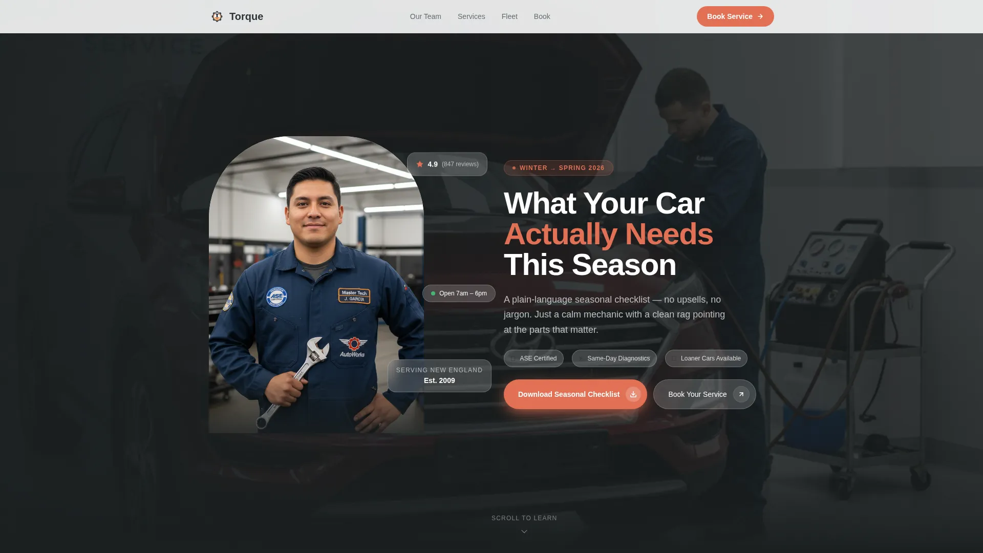 Certified Vehicle Maintenance Landing Page Template