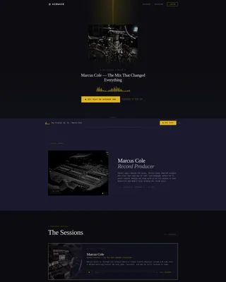 Music Podcast Landing Page Template | Cinematic Dark
