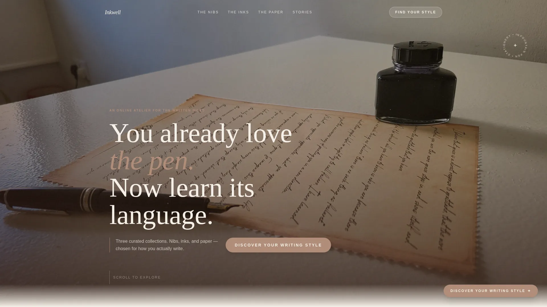 Premium Fine Writing Supplies Landing Page Template