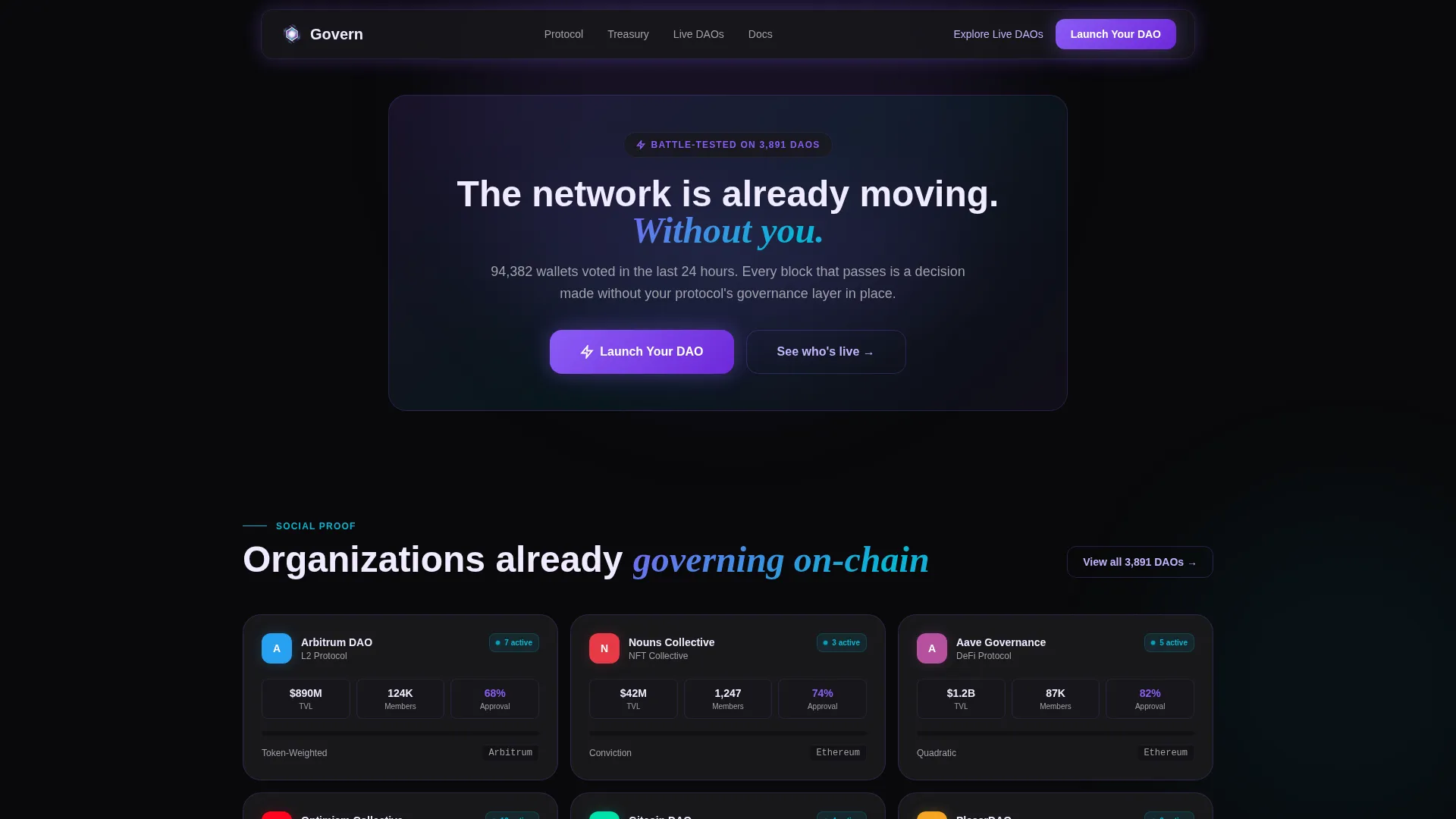 Transparent Decentralized Autonomous Organization Landing Page Template