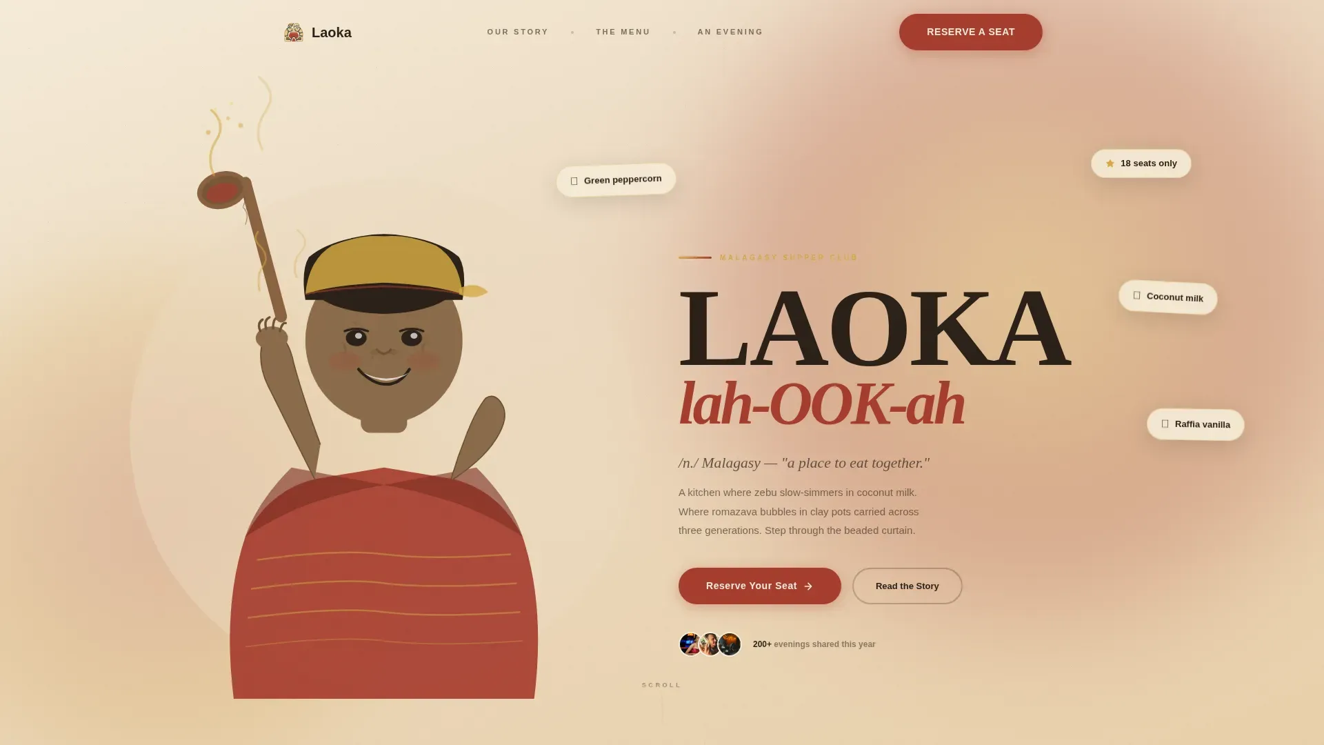Warm Malagasy Restaurant Landing Page Template