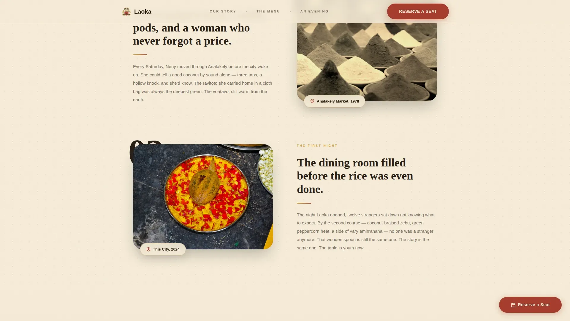 Warm Malagasy Restaurant Landing Page Template