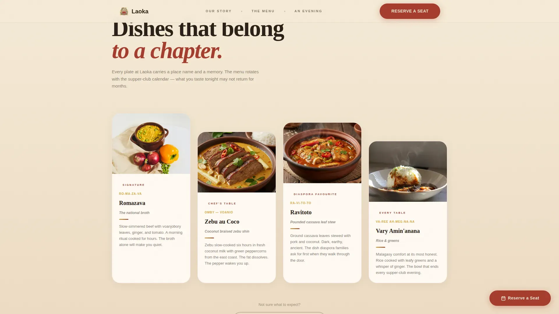 Warm Malagasy Restaurant Landing Page Template
