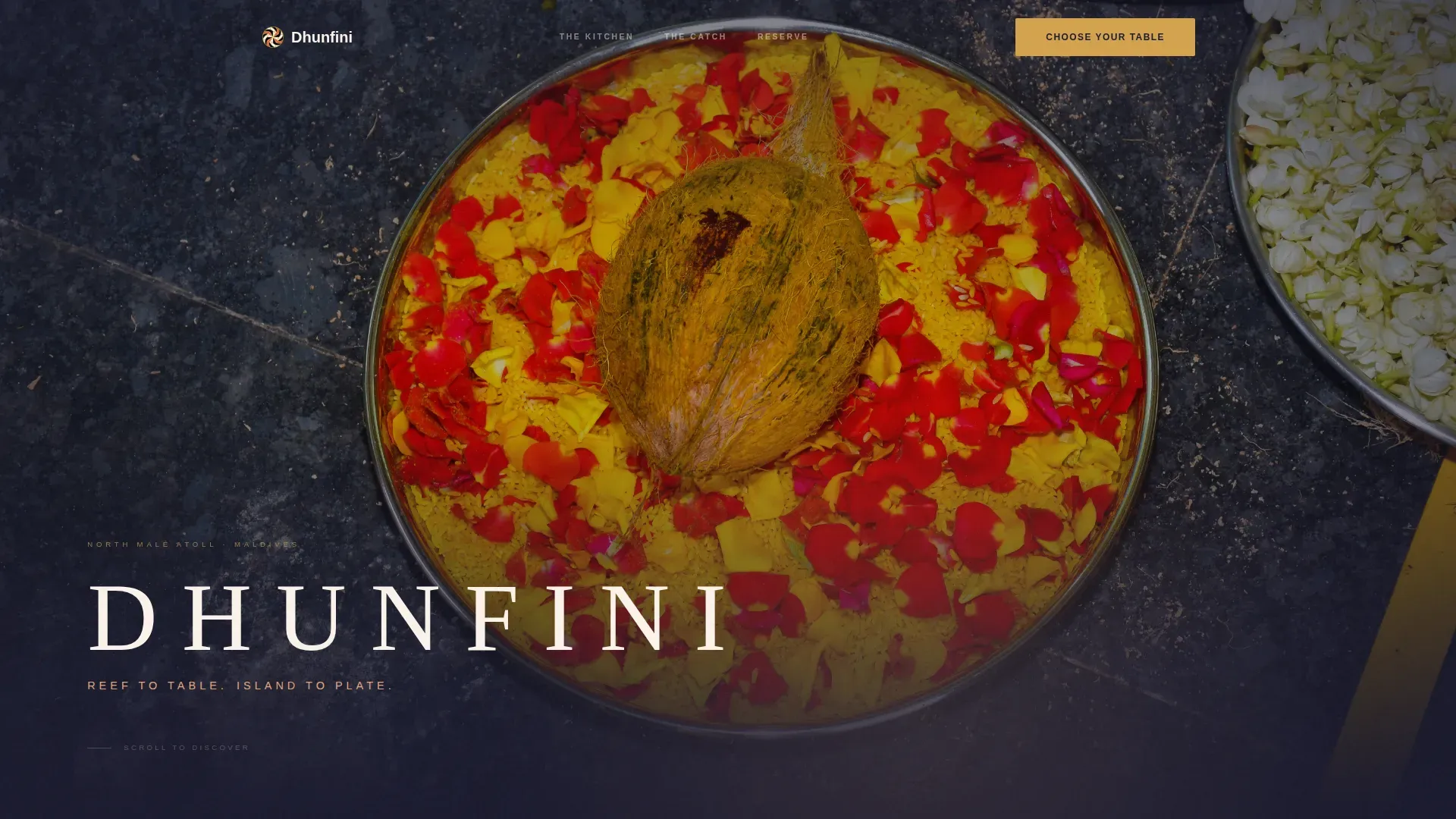Reef to Table Maldivian Restaurant Landing Page Template