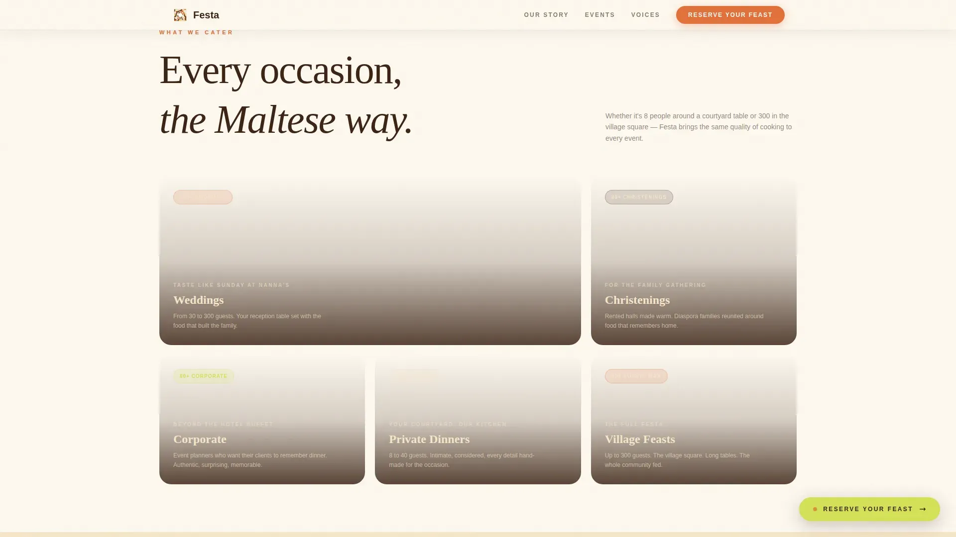 Premium Maltese Catering Landing Page Template