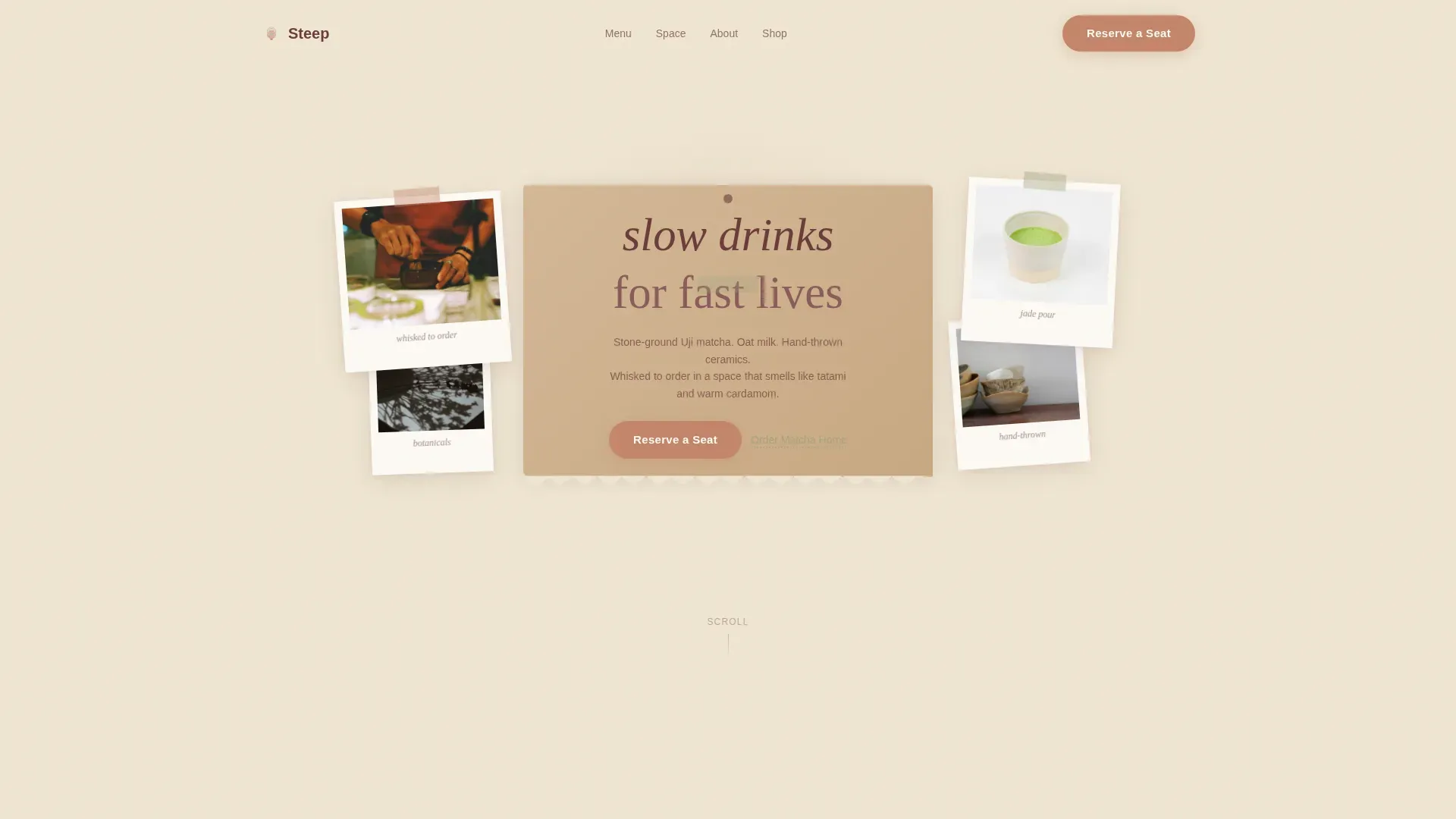 Pastoral Matcha Bar Landing Page Template