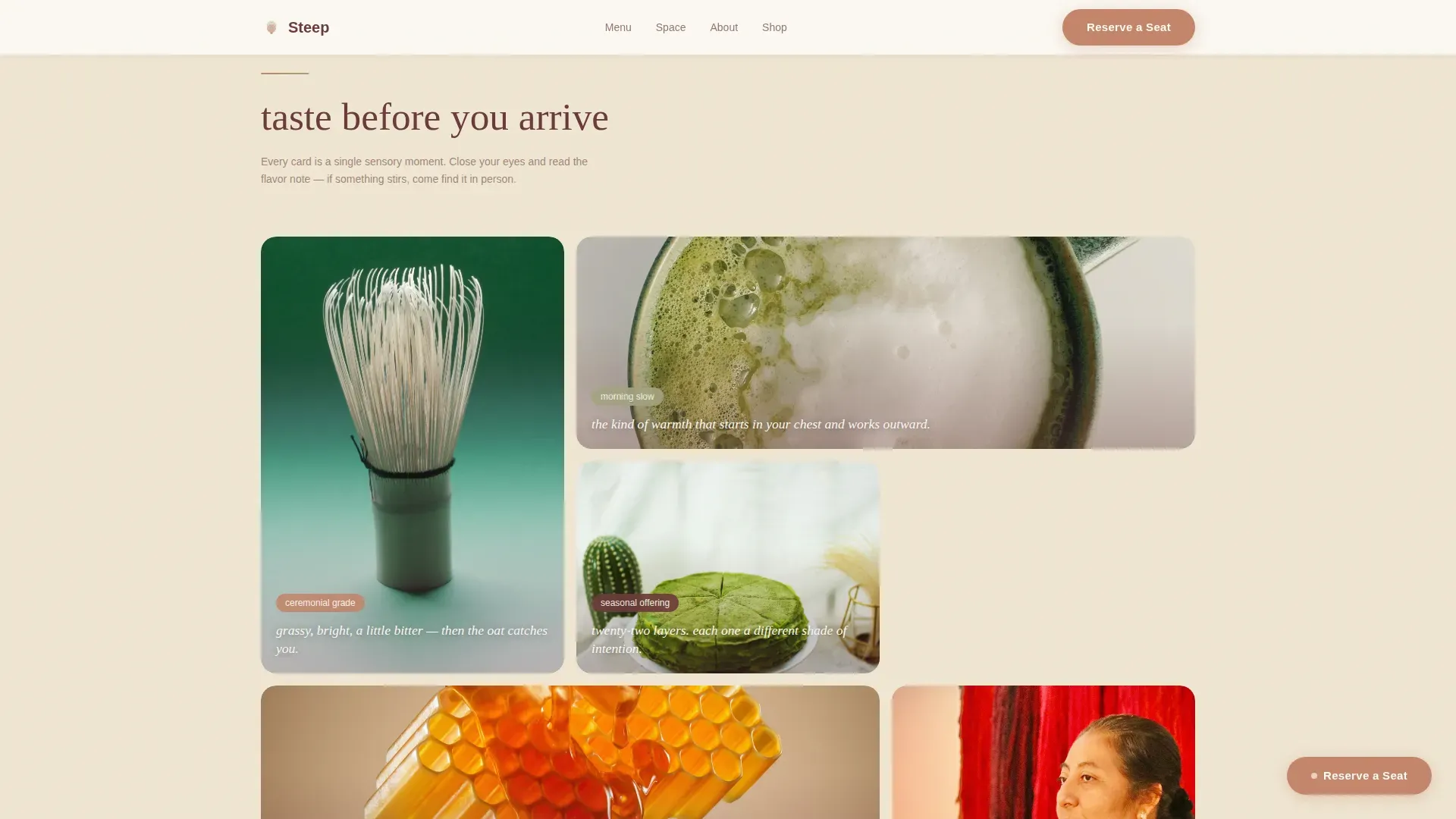Pastoral Matcha Bar Landing Page Template