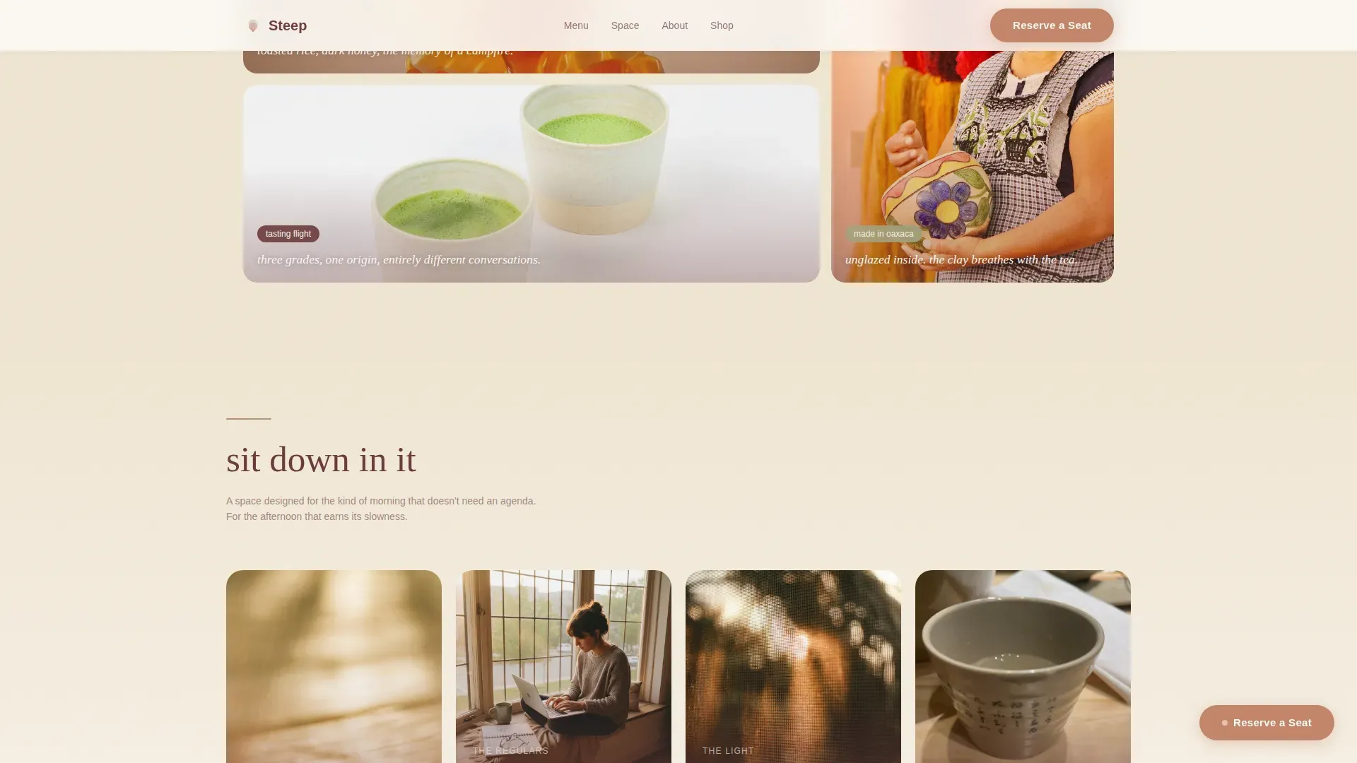 Pastoral Matcha Bar Landing Page Template