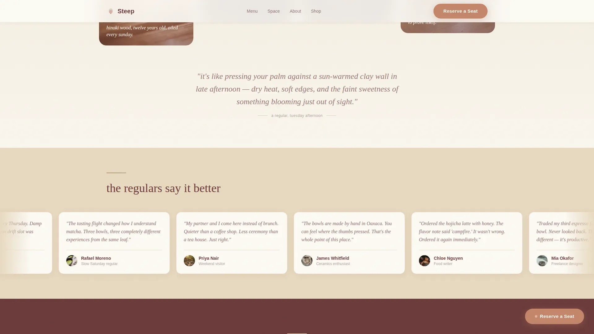 Pastoral Matcha Bar Landing Page Template