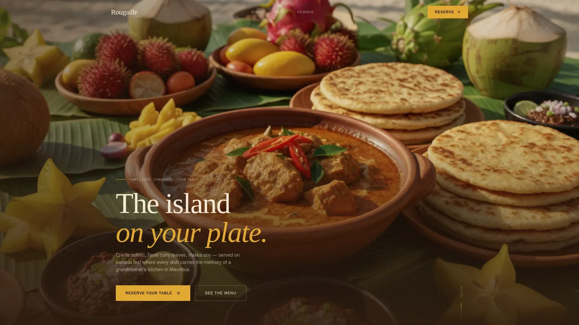 Immersive Mauritian Restaurant Landing Page Template