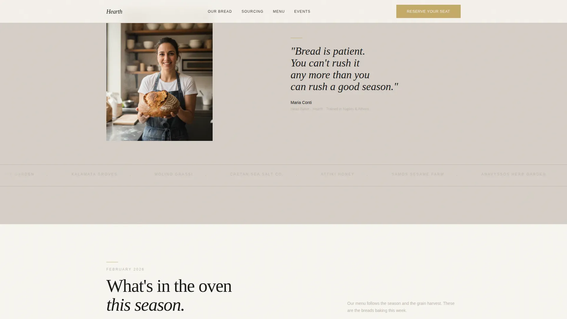 Artisan Mediterranean Bakery Landing Page Template