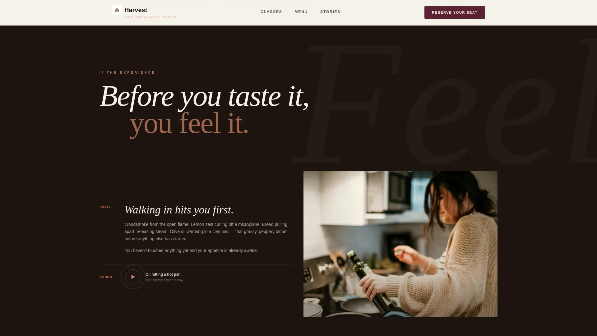 Artisan Mediterranean Cooking Class Landing Page Template