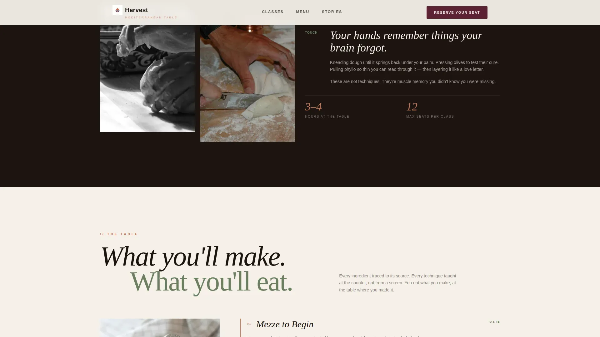 Artisan Mediterranean Cooking Class Landing Page Template