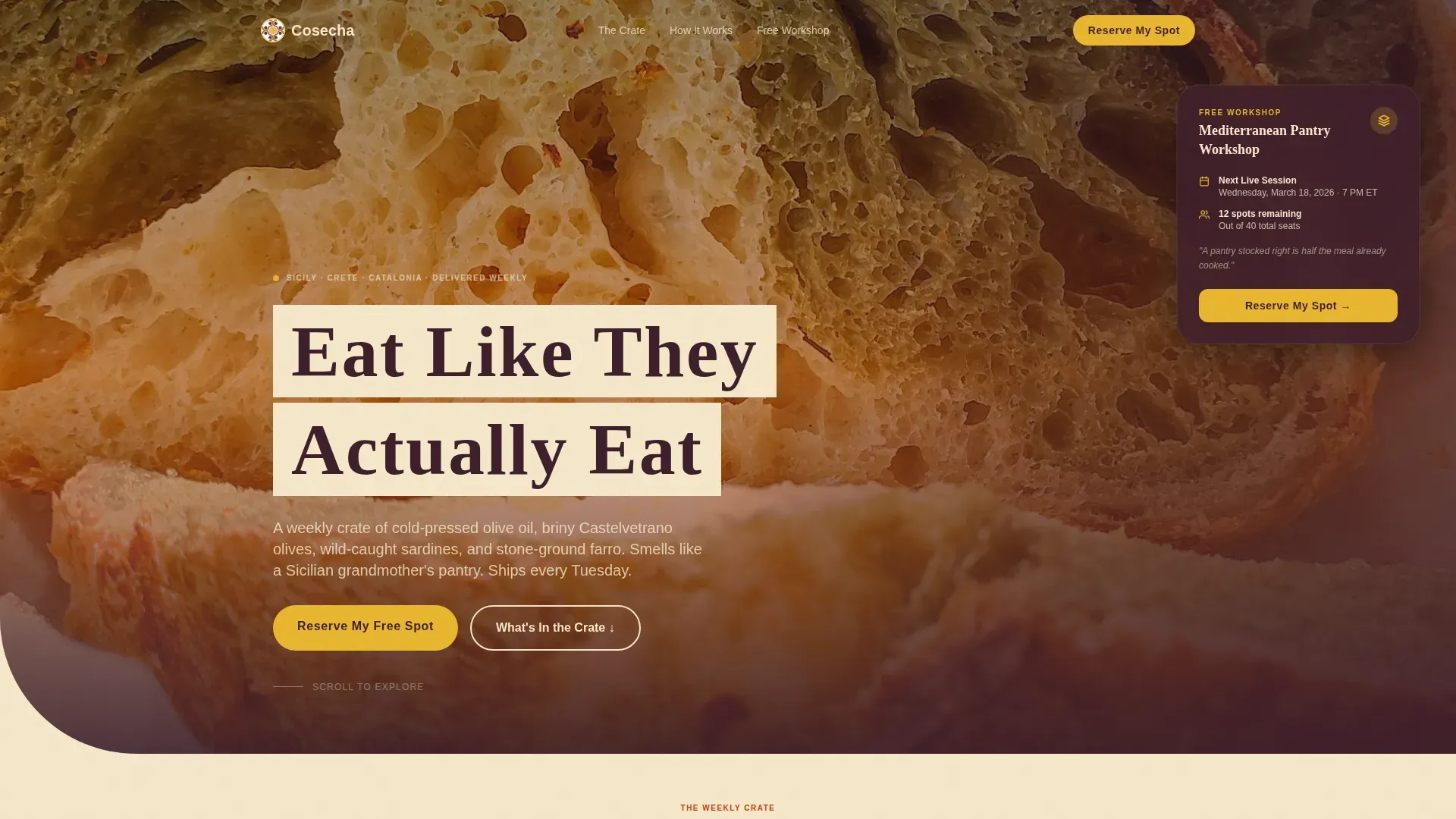 Mediterranean Pantry Workshop Landing Page Template