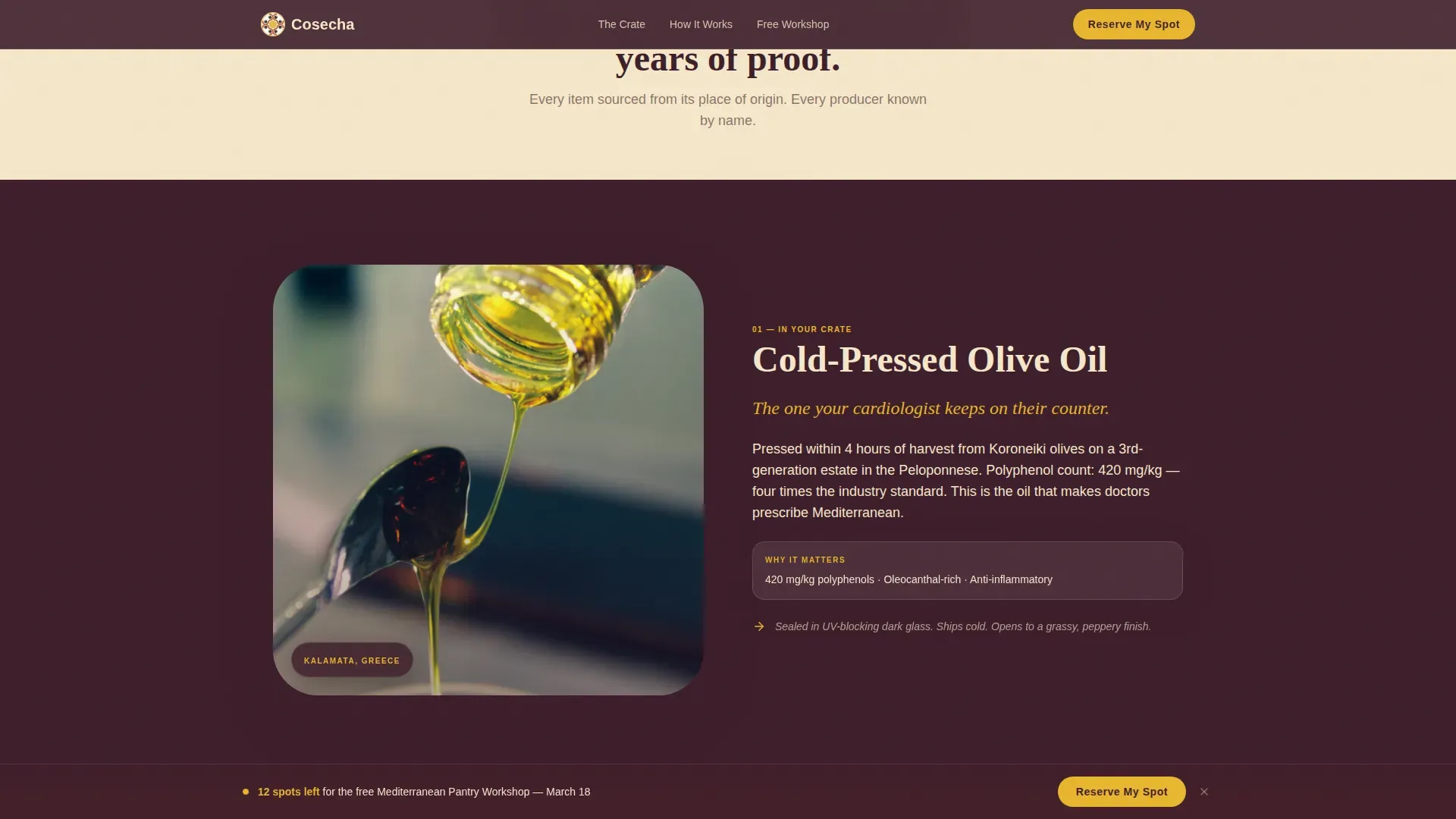 Mediterranean Pantry Workshop Landing Page Template