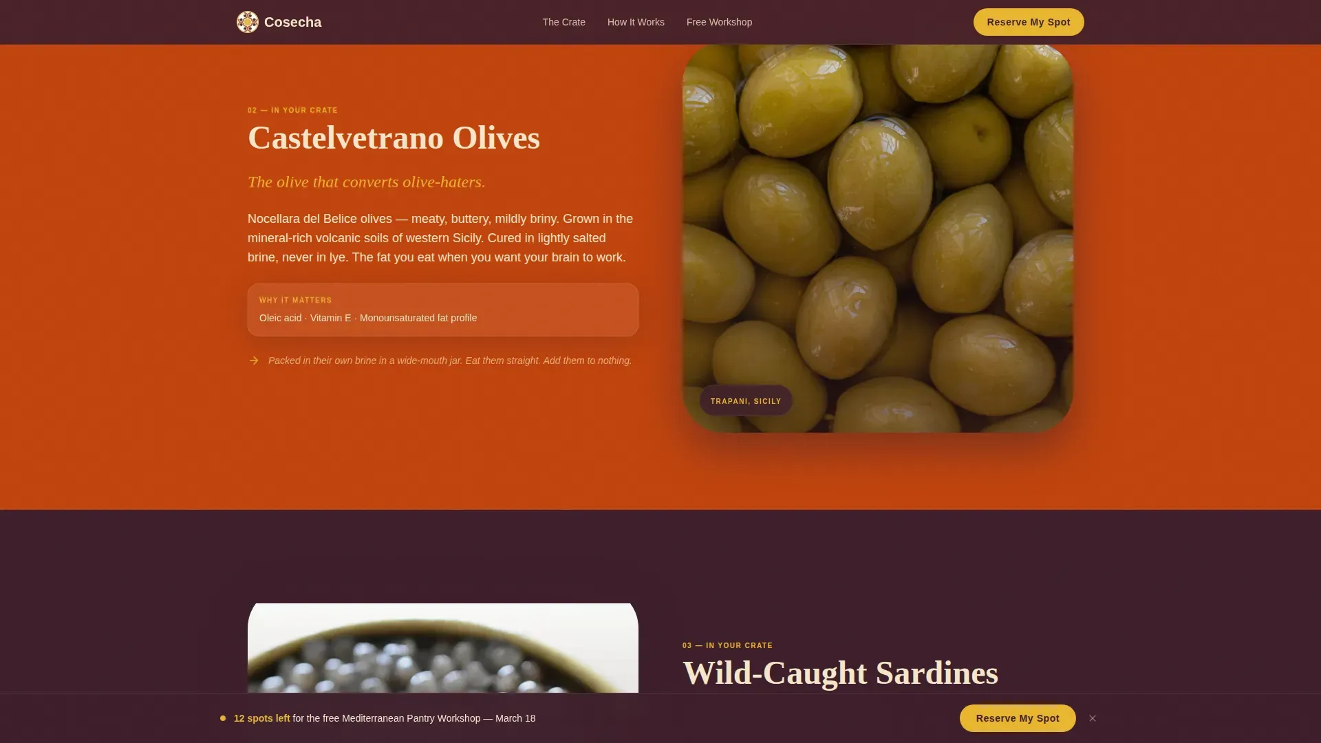 Mediterranean Pantry Workshop Landing Page Template