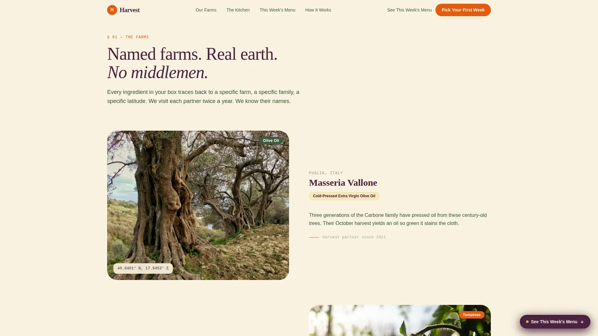 Farm Mediterranean Delivery Landing Page Template