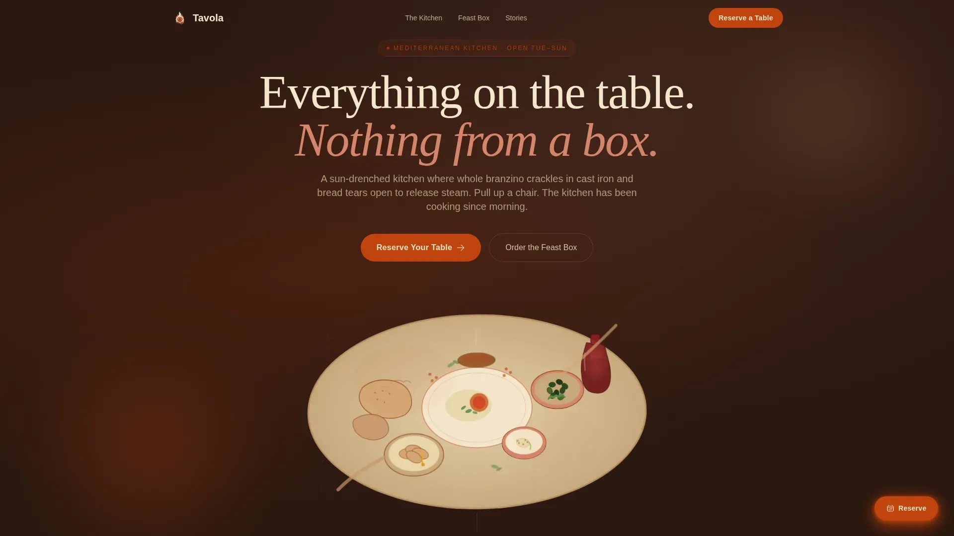 Warm Artisan Mediterranean Restaurant Landing Page