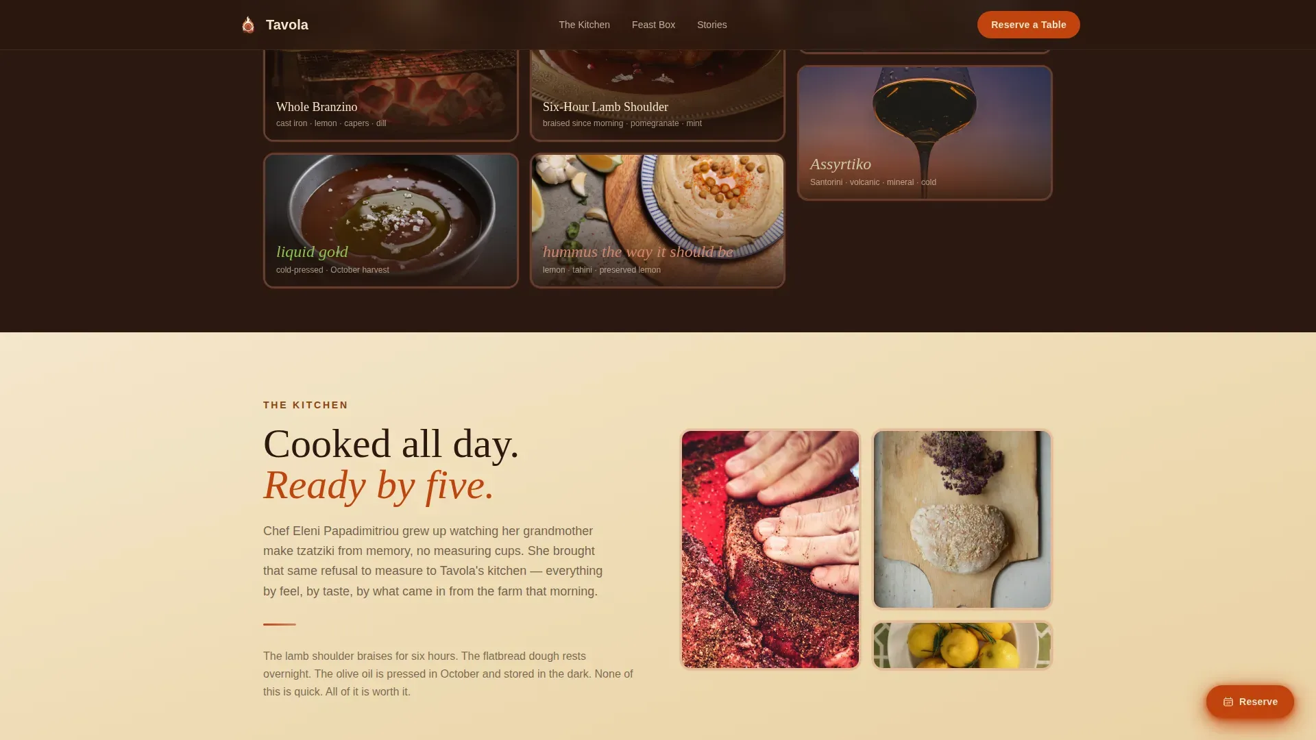 Warm Artisan Mediterranean Restaurant Landing Page