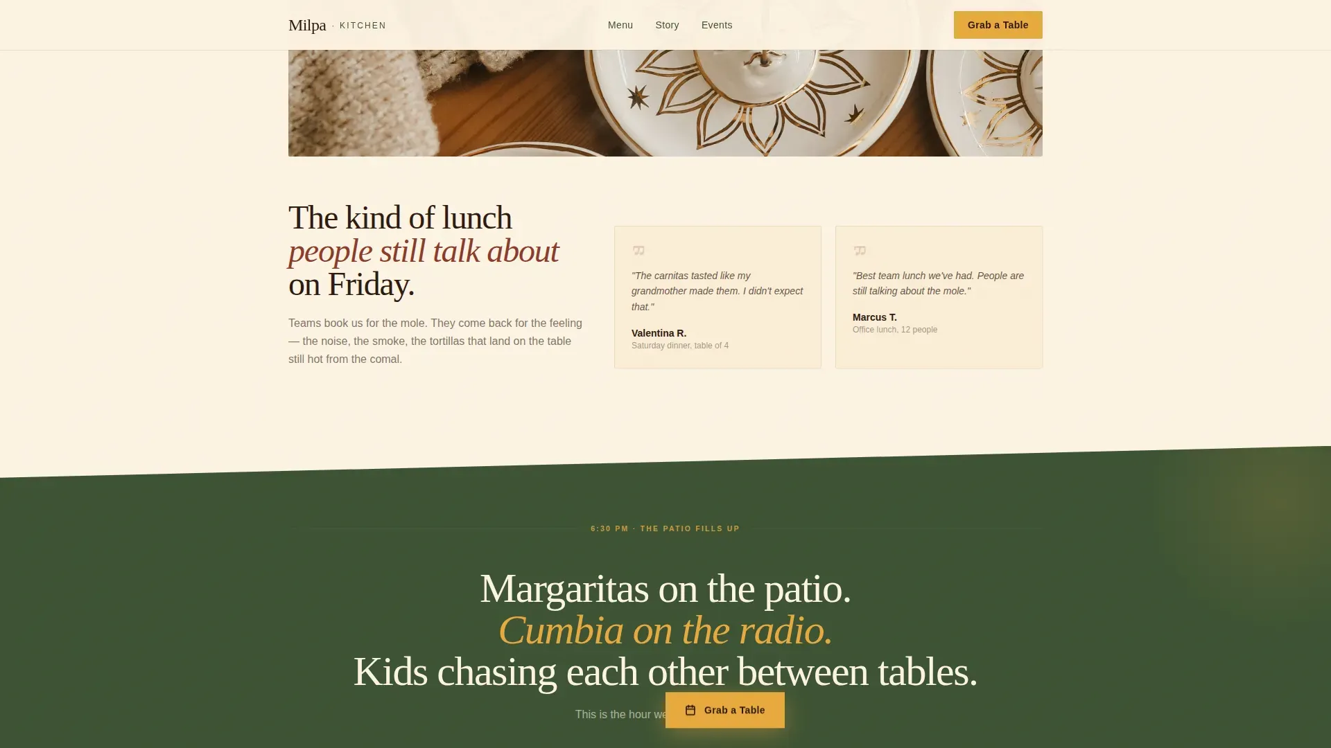 Heritage Mexican Dining Landing Page Template