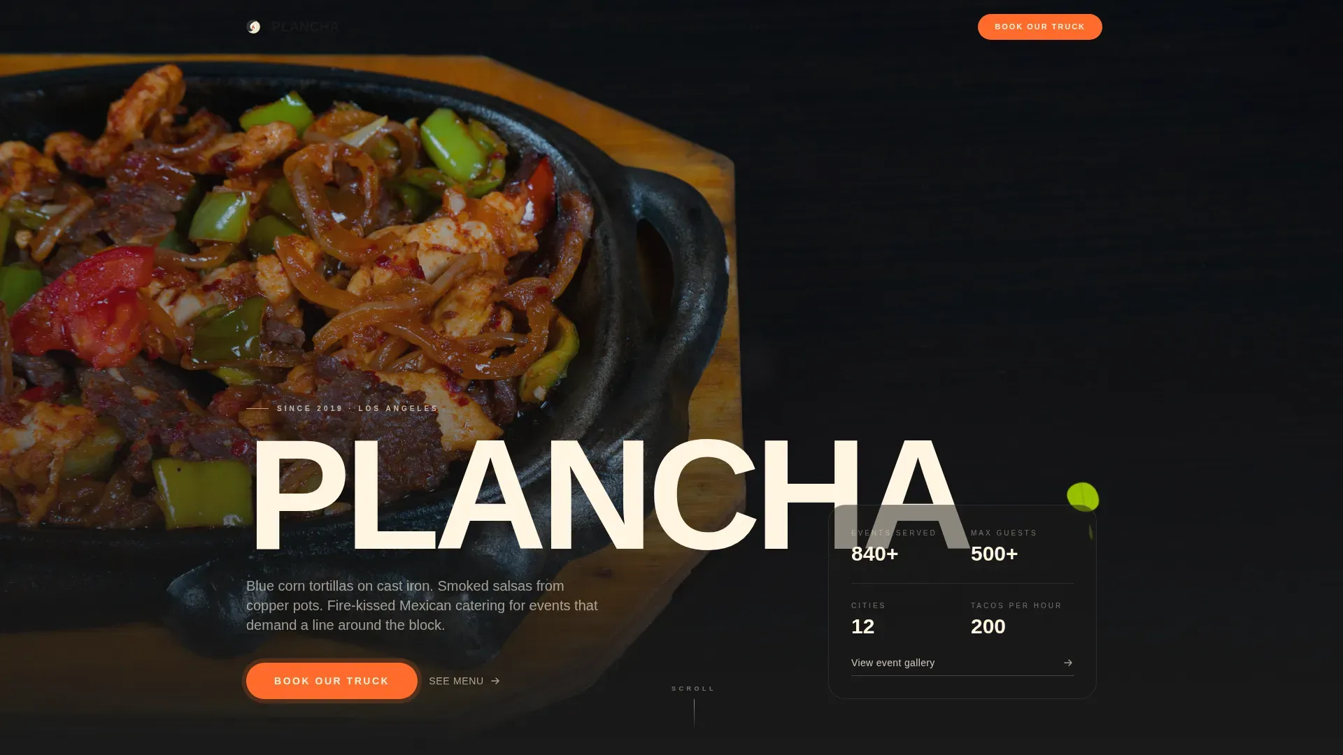 Luxe Minimal Mexican Food Truck Landing Page Template