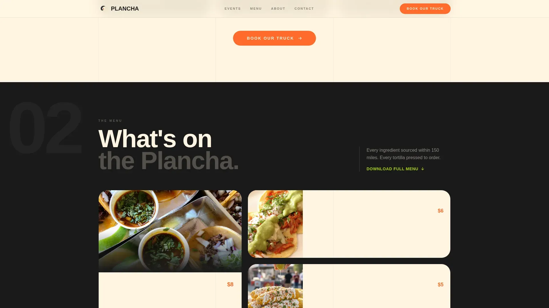 Luxe Minimal Mexican Food Truck Landing Page Template
