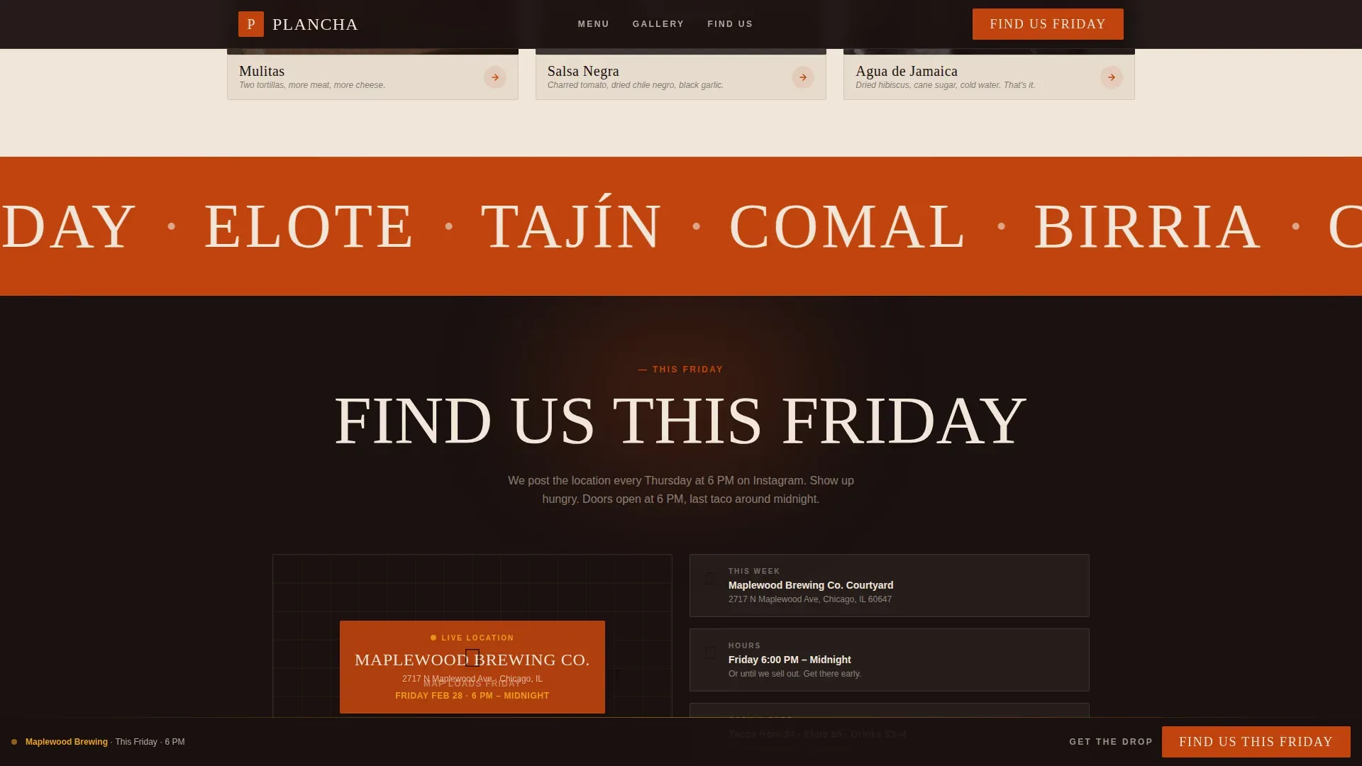 Neo-Retro Mexican Pop-Up Restaurant Landing Page Template