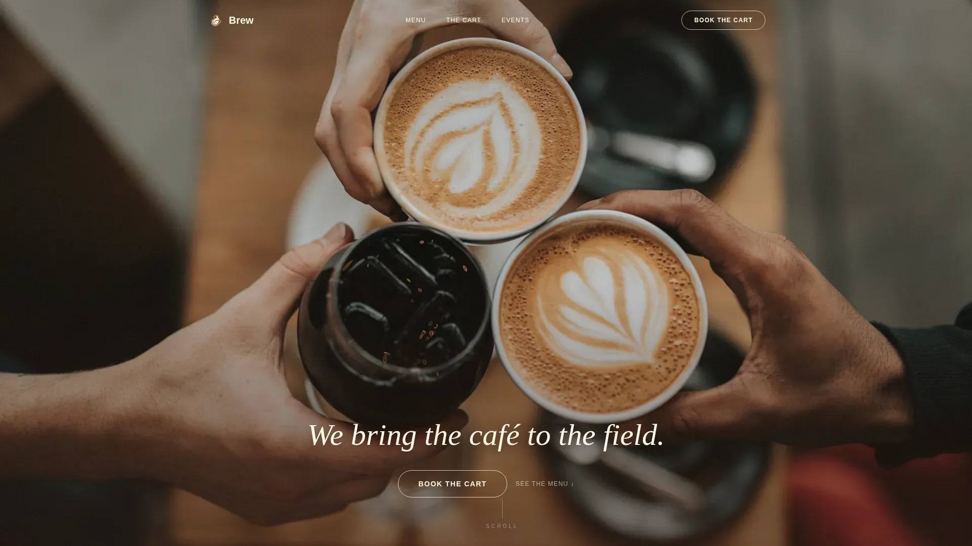Pastoral Calm Mobile Coffee Cart Landing Page Template