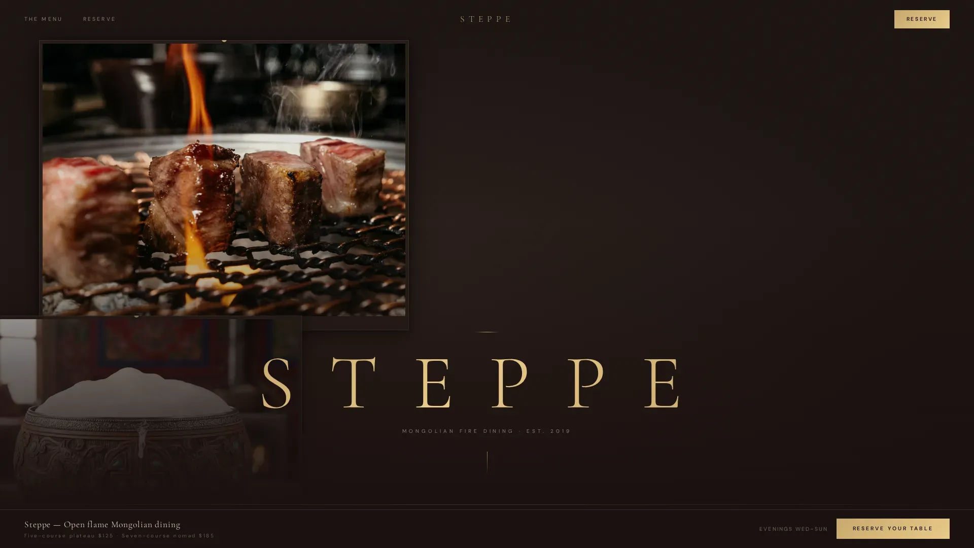 Luxe Nomadic Fine Dining Landing Page Template