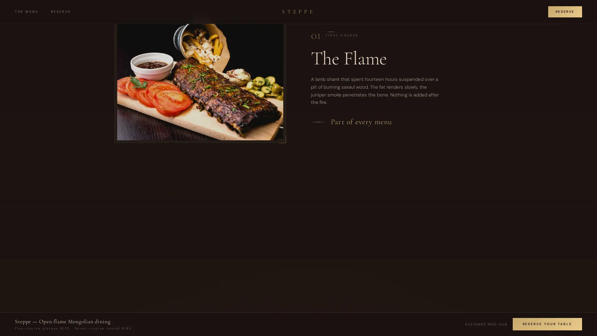 Luxe Nomadic Fine Dining Landing Page Template
