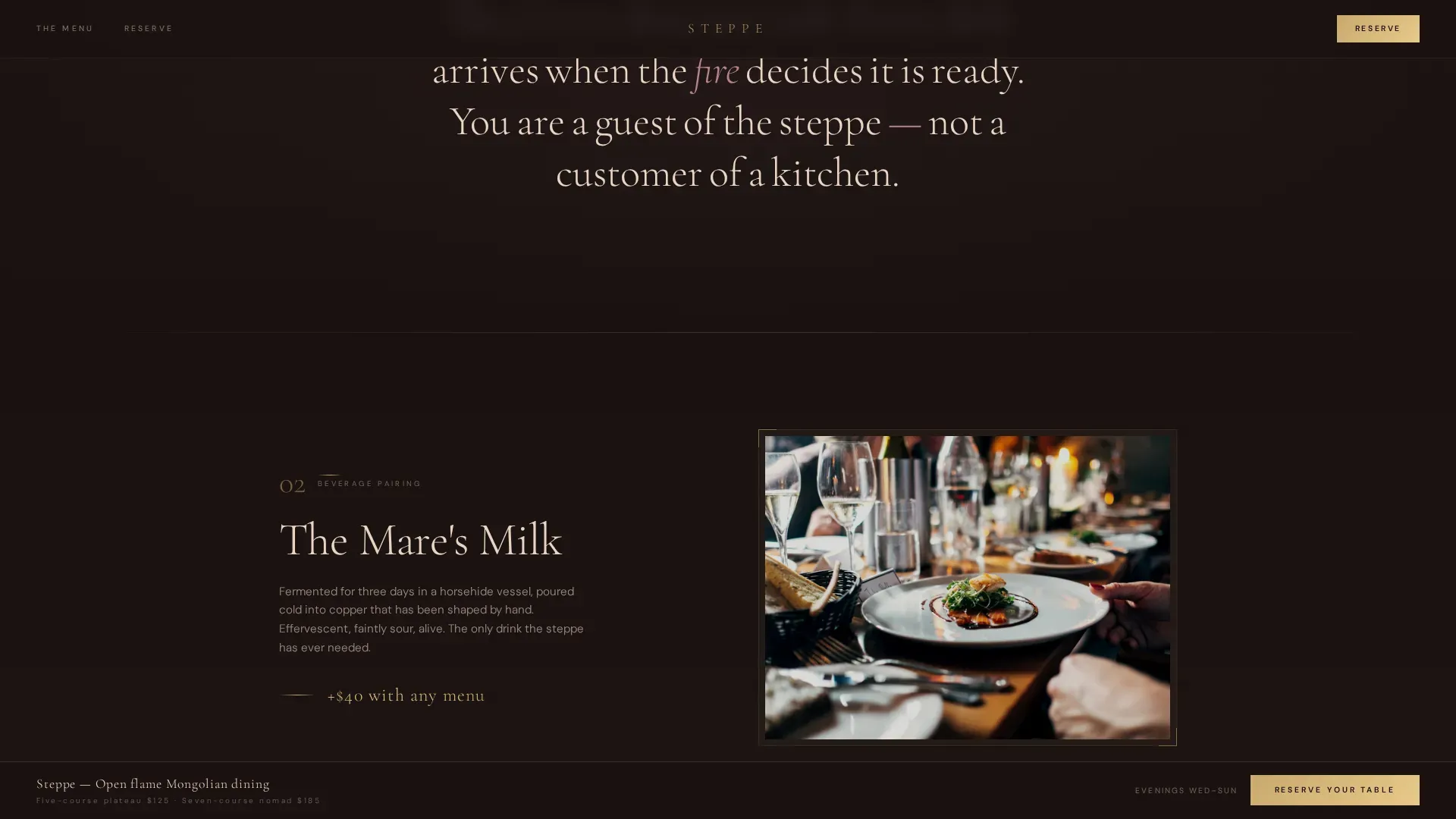 Luxe Nomadic Fine Dining Landing Page Template