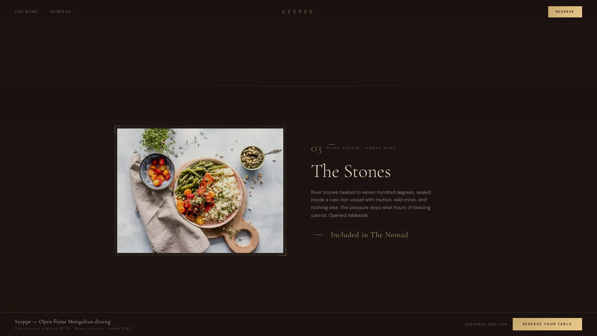 Luxe Nomadic Fine Dining Landing Page Template