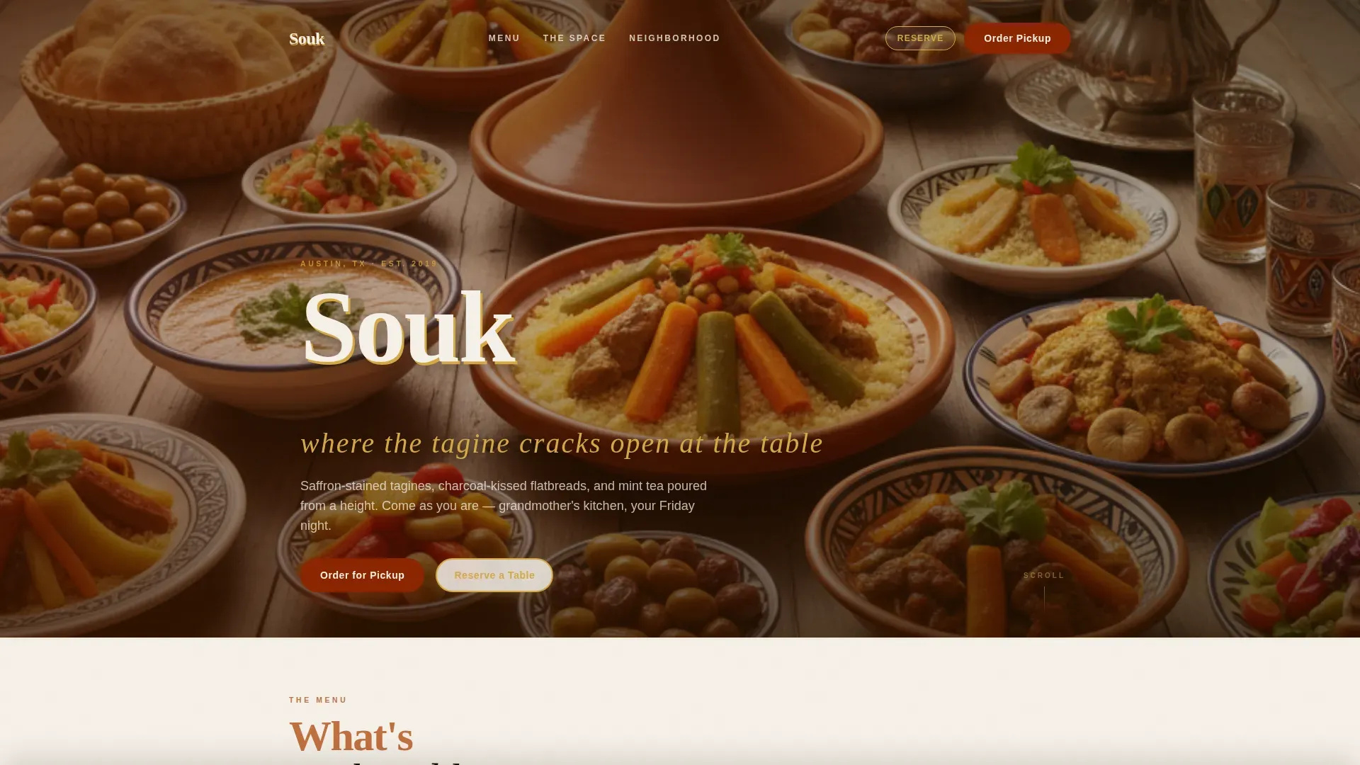 Neo-Retro Moroccan Casual Dining Landing Page Template